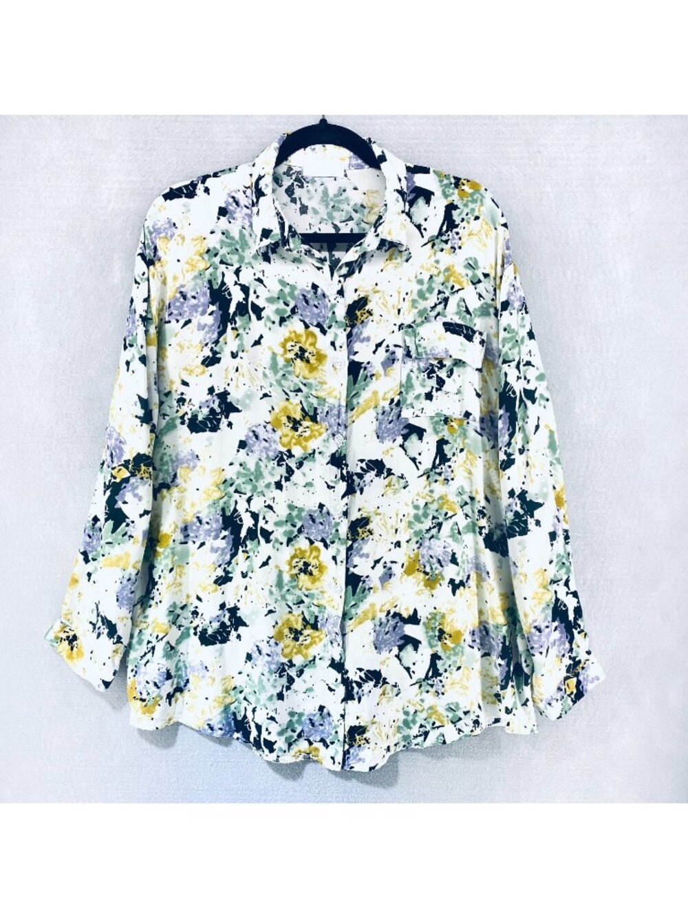 Zoye Chen Top Womens XL Multicolor Floral Button Up Blouse Collared Career